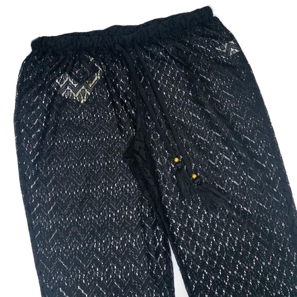 Black Crochet Festival Swim Cover-up Pants - Picture 7 of 12